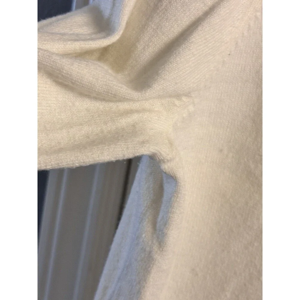 Talbots White V-Neck Sweater‎ Womens Large Pink Stripe Trim Cotton Blend